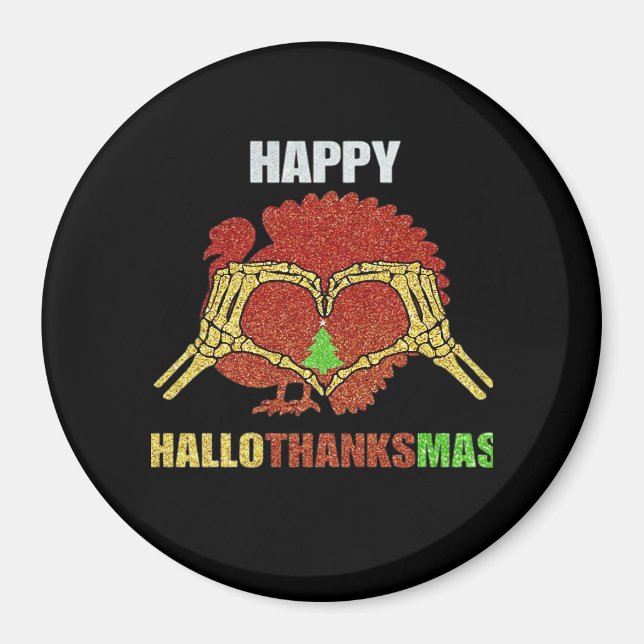 Lycklig Hallothanksmas Roligt Julhelg  Mashup Magnet (Framsidan)