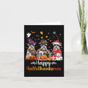 Lycklig Hallothanksmas Schnauzer Hund Halloween Ch Kort