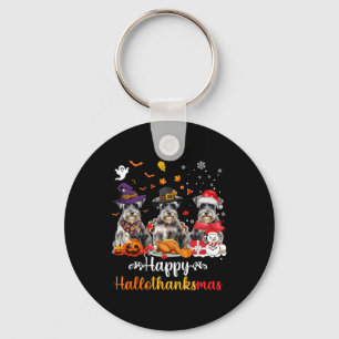 Lycklig Hallothanksmas Schnauzer Hund Halloween Ch Nyckelring