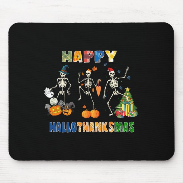 Lycklig Hallothanksmas Skeleton Dancing Funny Hall Musmatta (Framsidan)