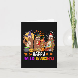 Lycklig Hallothanksmas Sloth Halloween julfest Kort