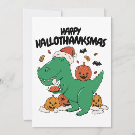 LYCKLIG HALLOTHANKSMAS T-REX CHRISTMAS, THANKSGIVI JULKORT