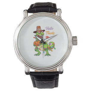 Lycklig Hallothanksmas T Rex Halloween Thanksgivin Armbandsur