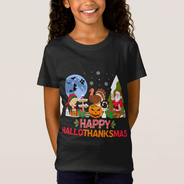 Lycklig Hallothanksmas T Shirt (Framsida)