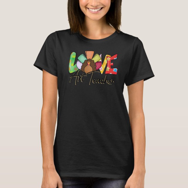 Lycklig Hallothanksmas Teacher Kärlek Thanksgiving T Shirt (Framsida)