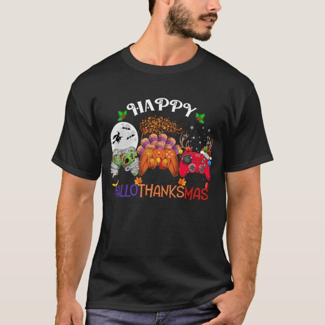 Lycklig Hallothanksmas videospel T Shirt (Framsida)