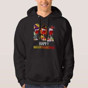 Lycklig Hallothanksmas Vin Glass Witch Santa Hat Hoodie