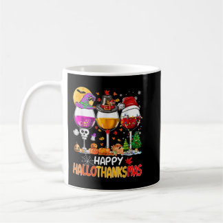 Lycklig Hallothanksmas Vin Glass Witch Santa Hat Kaffemugg