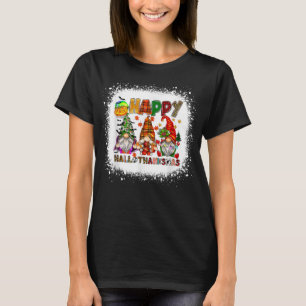 Lycklig Hallothanksmas Vin Glass Witch Santa Hat T Shirt