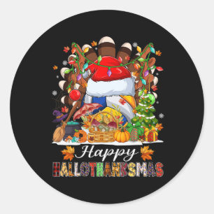 Lycklig Hallothanksmas Volleyball Halloween Thanks Runt Klistermärke