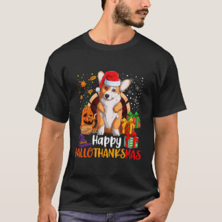 Lycklig Hallothanksmas Welsh Corgi Älskare Hallowe T Shirt