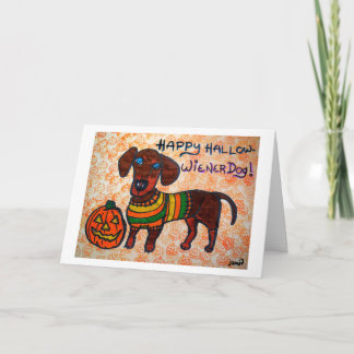 Lycklig Hallow-Wiener hund Kort