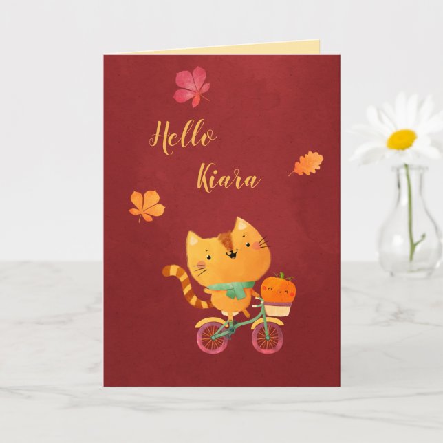 Lycklig Halloween-Thanksgivingen Bike Cat Pumpkin Kort (Liten växt)