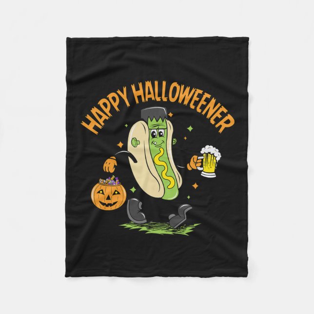 Lycklig Halloweener Cute Halloween fest Hett-hund  Fleecefilt (Framsidan)