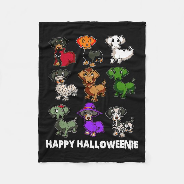 Lycklig Halloweenie Dachshund Dachshund Halloween  Fleecefilt (Framsidan)