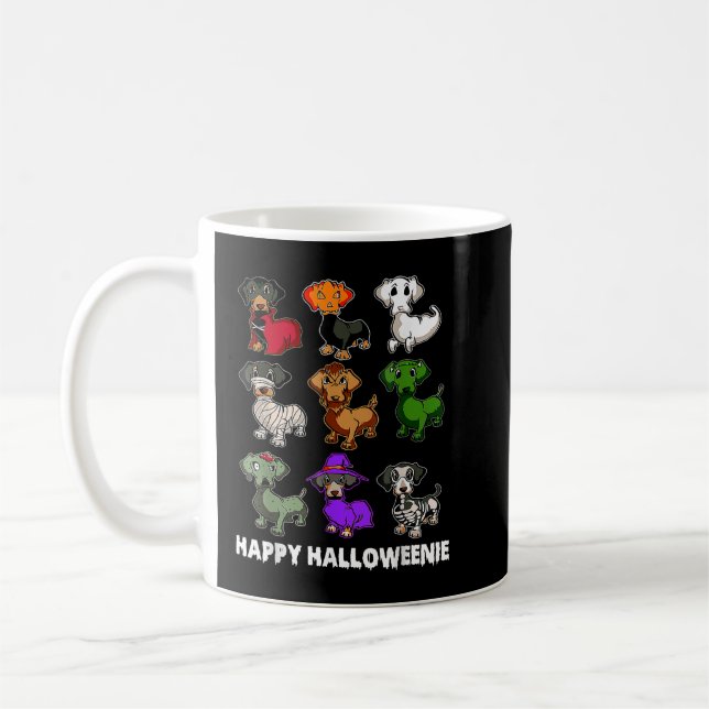 Lycklig Halloweenie Dachshund Dachshund Halloween  Kaffemugg (Vänster)