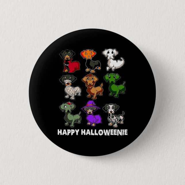 Lycklig Halloweenie Dachshund Dachshund Halloween  Knapp (Framsida)
