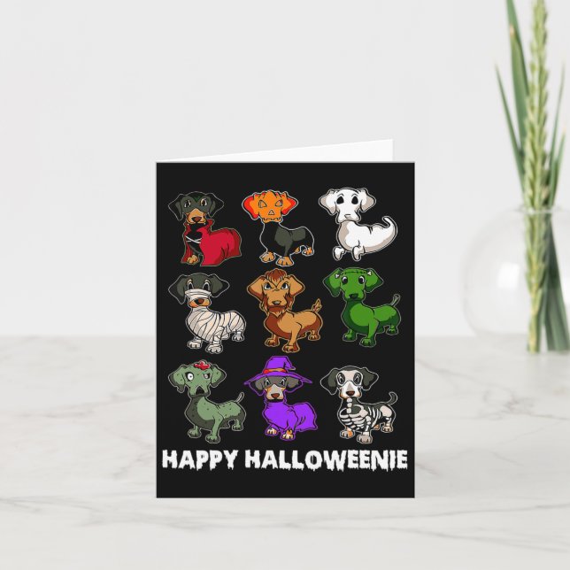 Lycklig Halloweenie Dachshund Dachshund Halloween  Kort (Framsida)