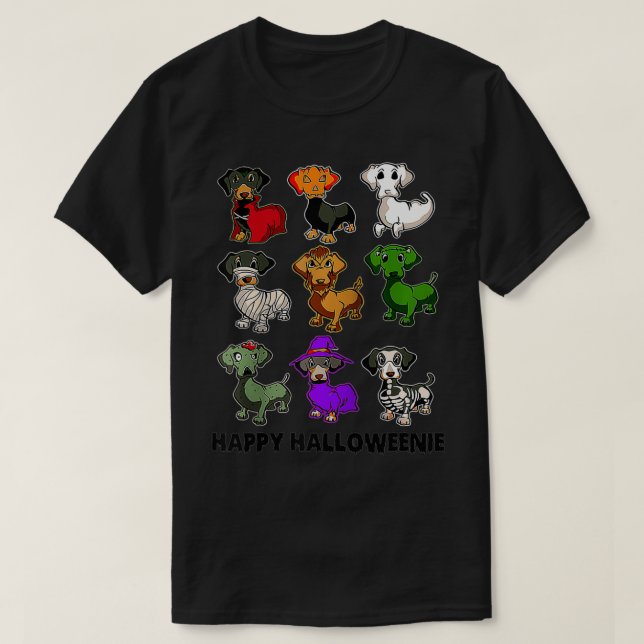 Lycklig Halloweenie Dachshund Dachshund Halloween  T Shirt (Design framsida)