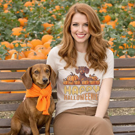 Lycklig Halloweenie Dachshund Hund Pumpkin Patch T Shirt