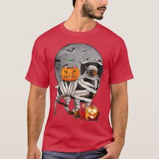 Lycklig Halloweenie Dachshund Mummy Doie Hund Hall T Shirt