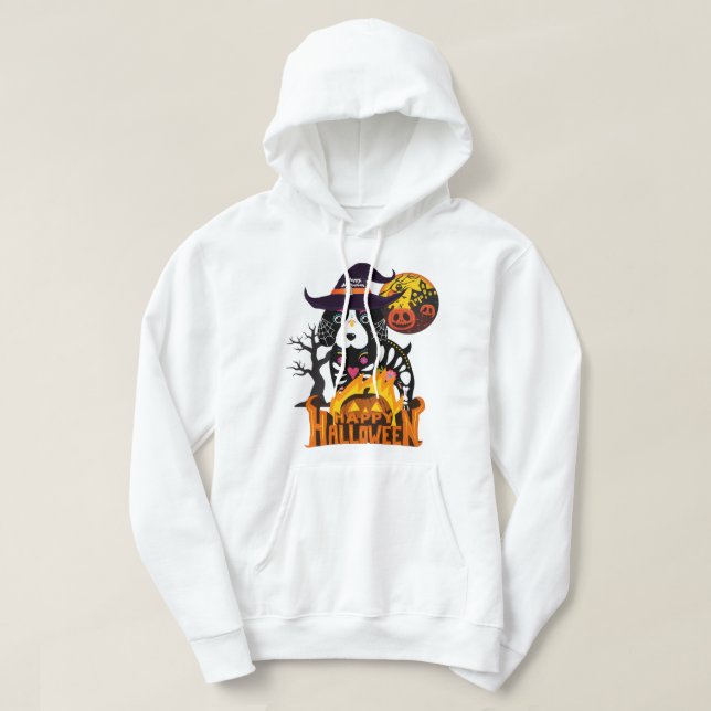 Lycklig Halloweenie Funny Dachshund Hound Hallowee Hoodie (Design framsida)