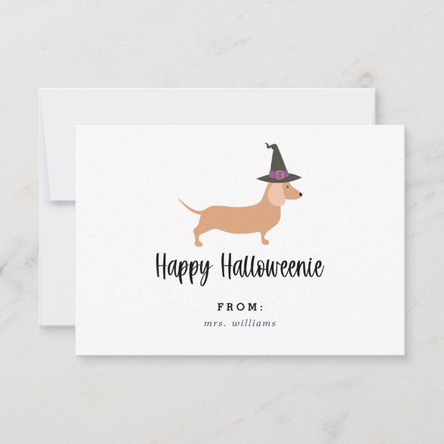 Lycklig Halloweenie Halloween Classroom-kort Kort (Framsida)