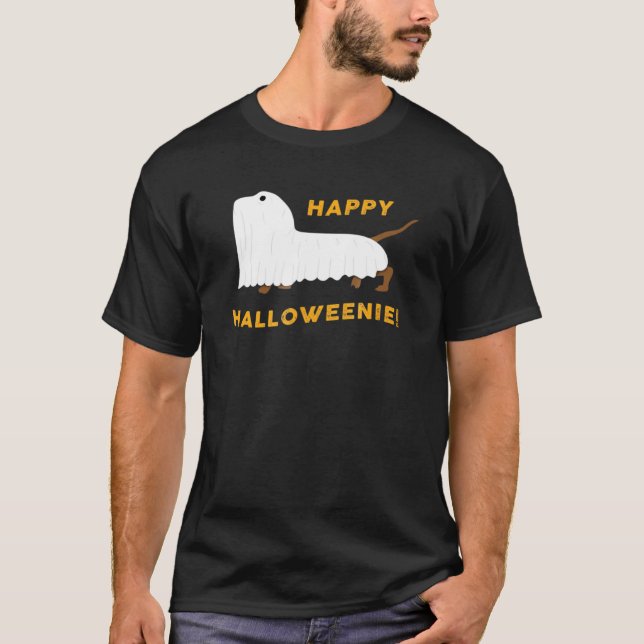 Lycklig Halloweenie - Halloween Dachshund T Shirt (Framsida)