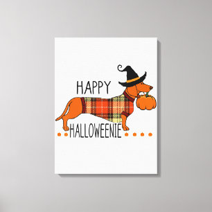 Lycklig Halloweenie Rolig hund Fall Halloween Cute Canvastryck