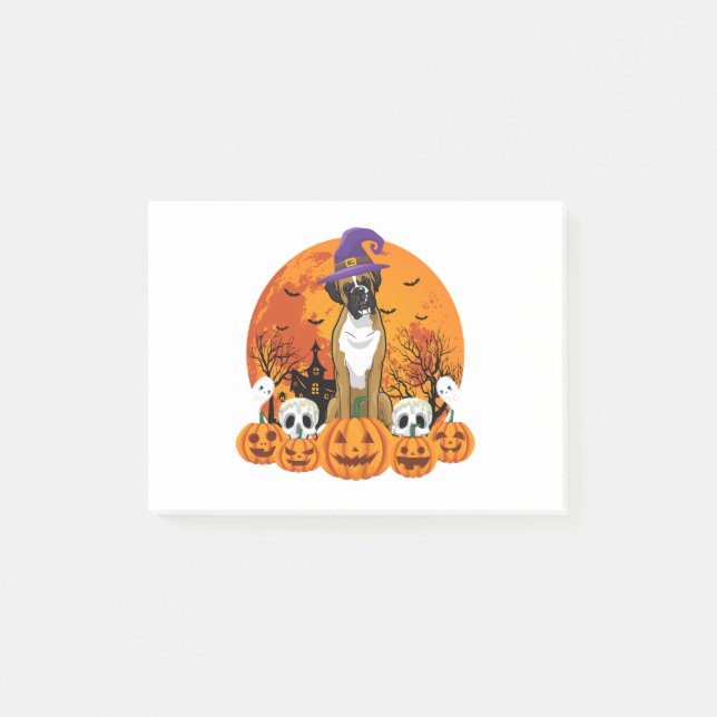 Lycklig Halloweiner Boxer Halloween Hund Post-it Block (Framsida)