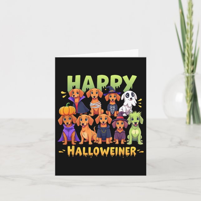 Lycklig Halloweiner Hundägare Funny Halloween Hund Kort (Framsida)