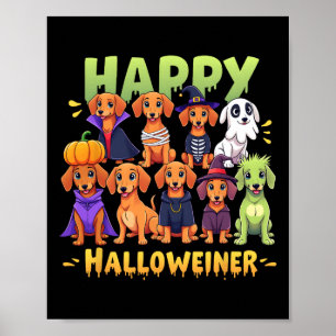 Lycklig Halloweiner Hundägare Funny Halloween Hund Poster