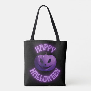 Lycklig Hallowen Black Lila Pumpkin Tygkasse