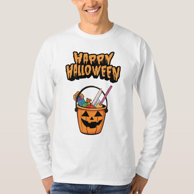Lycklig Hallowen T Shirt (Framsida)