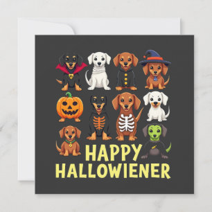 Lycklig Hallowiener Spooky Halloween Hund Weiner Inbjudningar