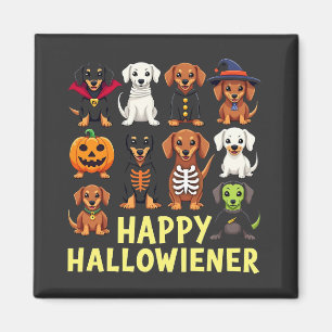 Lycklig Hallowiener Spooky Halloween Hund Weiner Magnet