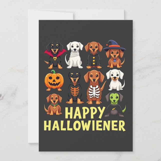 Lycklig Hallowiener Spooky Halloween Hund Weiner Spara Datumet (Framsida)