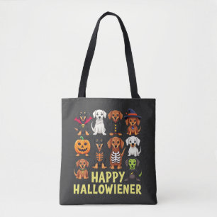 Lycklig Hallowiener Spooky Halloween Hund Weiner Tygkasse