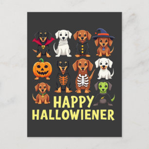 Lycklig Hallowiener Spooky Halloween Hund Weiner Vykort