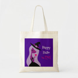 Lycklig Hallowine Cute Witch Vin Lila Rosa Tygkasse