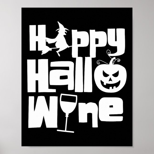 Lycklig Hallowine Funny Halloween Night Witch Pump Poster (Framsidan)