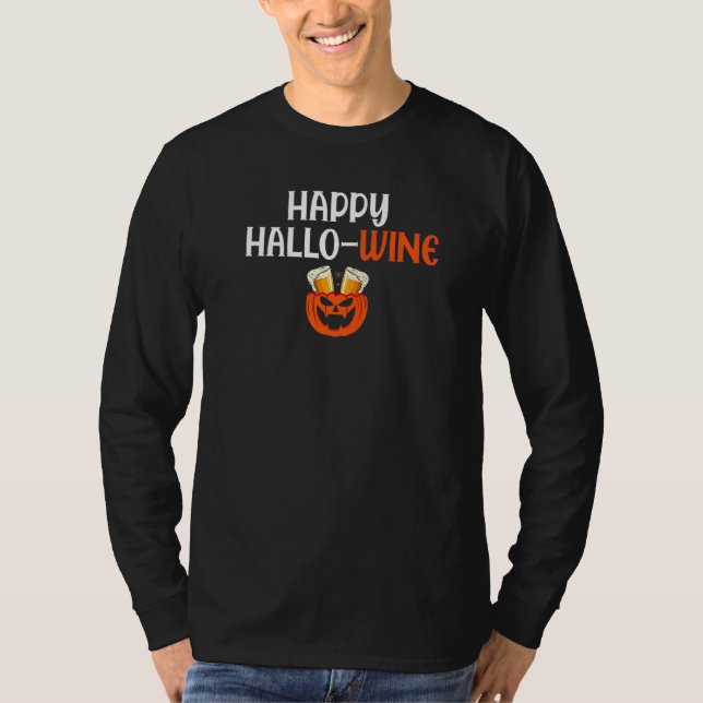 Lycklig HalloWine Halloween Hallo Vin T Shirt (Framsida)