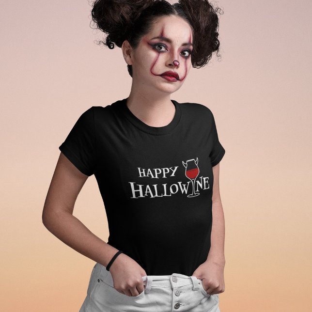 Lycklig Hallowine - Halloween Pun T Shirt (Skapare uppladdad)