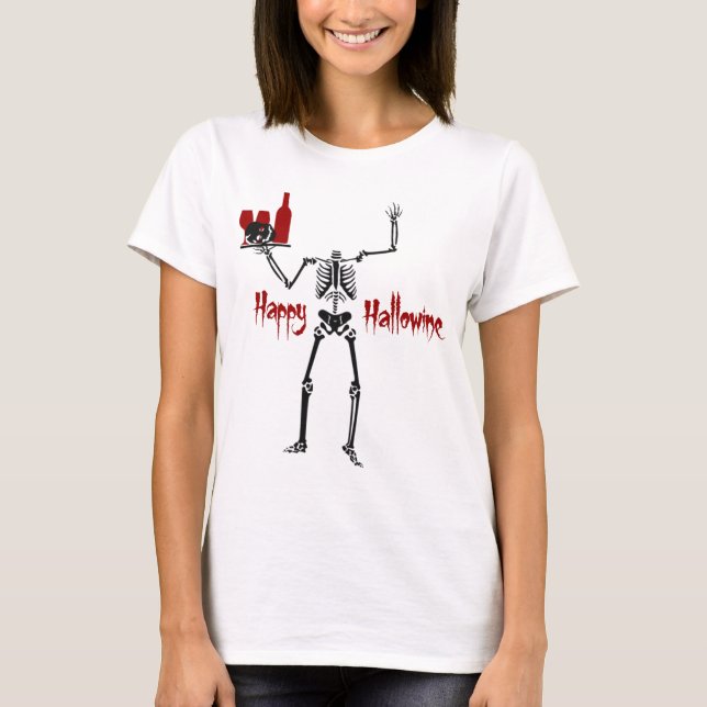Lycklig Hallowine Headless Skeleton Tee Shirt (Framsida)