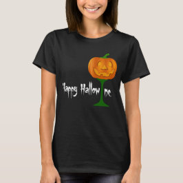 Lycklig Hallowine Pumpkin Vin Glass Halloween T-shirt
