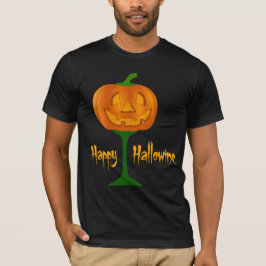 Lycklig Hallowine Pumpkin Vin Glass Halloween Tee Shirt