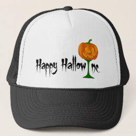 Lycklig Hallowine Pumpkin Vin Glass Halloween Truckerkeps