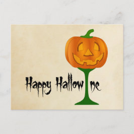 Lycklig Hallowine Pumpkin Vin Glass Halloween Vykort