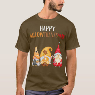 Lycklig Hallowthanksmas Gnome Funny Gnome Älskare T Shirt