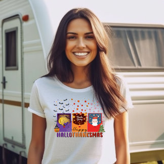 Lycklig Hallowthanksmas Greeting Card Themme Helgd T Shirt